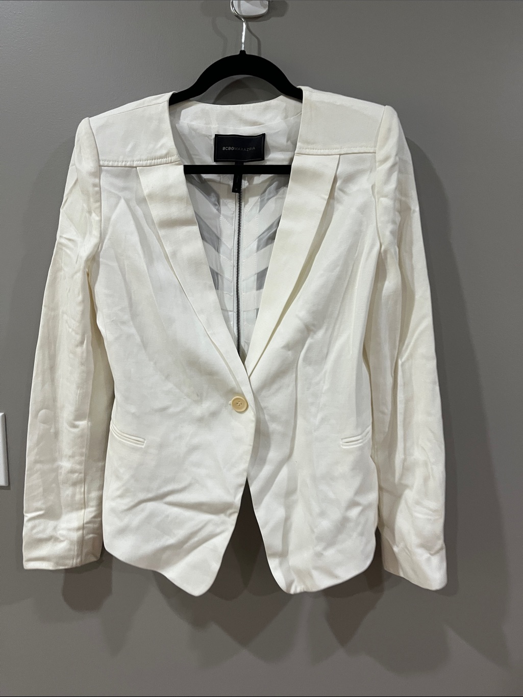 Bcbgmaxazria Cream Single-Button Notch Lapel Blazer